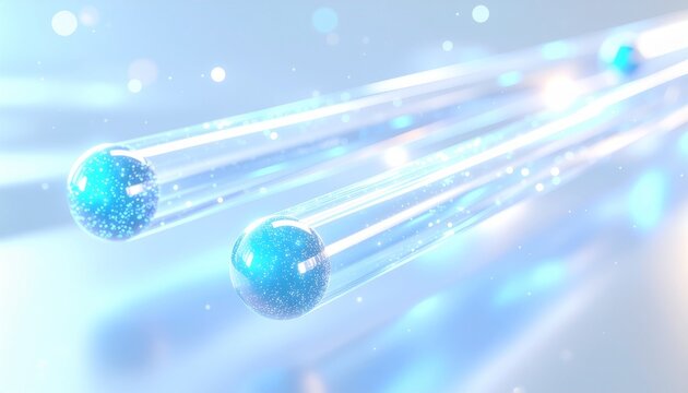 青く輝く光ファイバーの未来通信背景