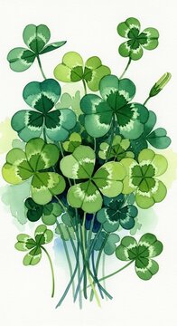 Whispers of Luck: Watercolor Clover Garland Blooms