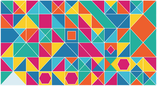 A colorful geometric pattern with various shapes (2)