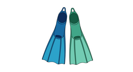 Pair of Blue and Green Flippers for Swimming and Diving © fatria