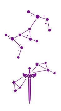 Purple Constellations and Sword Graphic Design