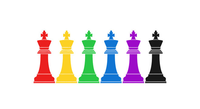 Rainbow Chess Kings Lineup - Diversity and Strategy Concept