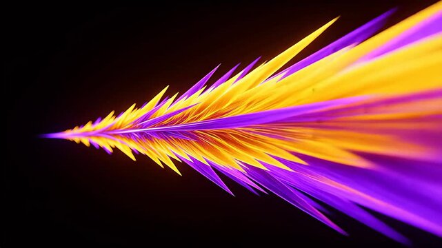 Abstract purple and yellow rays radiating on a black background