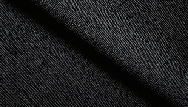Elegant Black Ribbed Synthetic Leather Material with Parallel Texture Lines