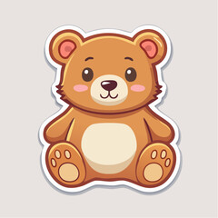 Obraz premium Cute Cartoon Teddy Bear Sticker