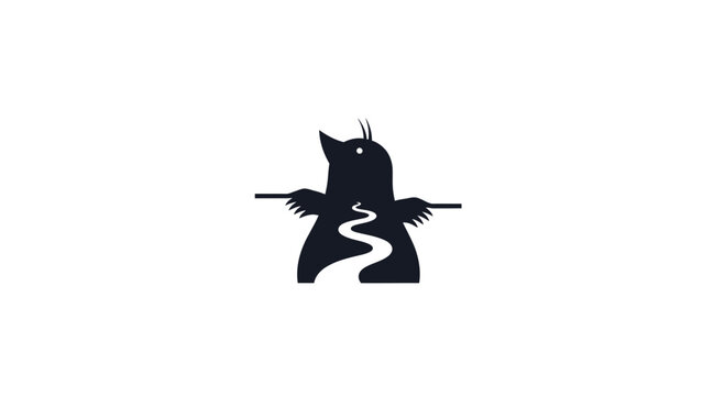 Creative Mole Character Silhouette with River Path Inside