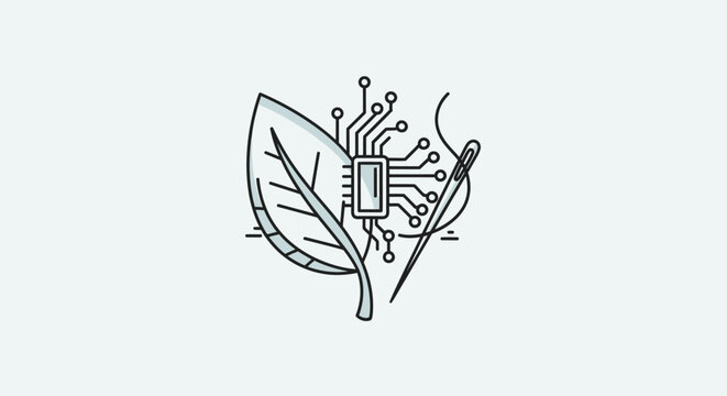 Conceptual illustration of technology integrated with nature and sustainability