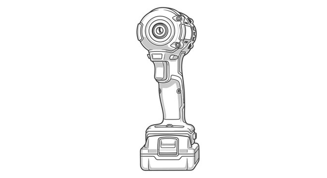 Cordless impact driver tool illustration on a white background design
