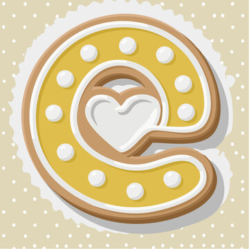 Gingerbread Letter G with Heart