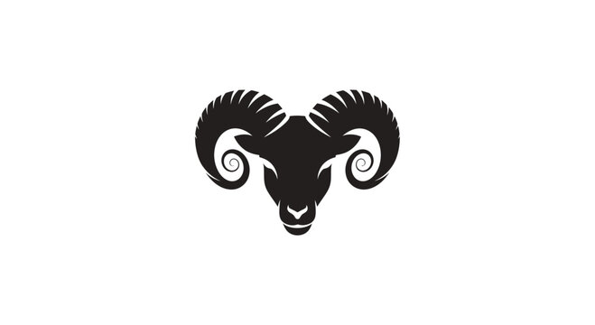 Silhouette of a Ram's Head with Curled Horns