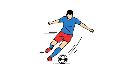 Obraz premium Soccer Player Kicking Ball, Dynamic Action Shot, Sports Illustration