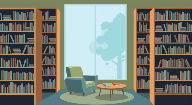 A cozy library nook with bookshelves and a reading chair