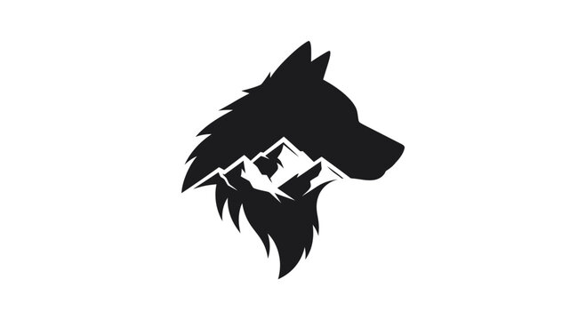 Wolf Silhouette with Mountain Landscape Inside