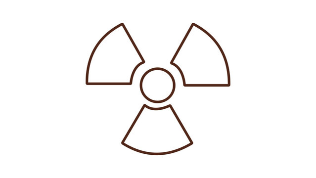 Minimalist Nuclear Radiation Symbol Vector Icon with Editable Stroke. Stylized Black Line Illustration of a Radioactive Warning Sign on White Background. Scalable Outline Graphic for Safety.