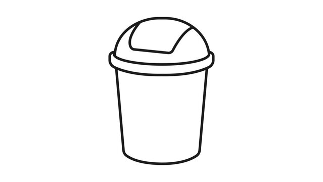 Minimalist Trash Bin Vector Icon with Editable Stroke, Simple Black Line Outline Illustration of a Garbage Can Waste Container Rubbish Bin for Web Design and App UI, Isolated on White Background