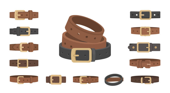 Collection of Leather Belts with Buckles - Fashion Accessories