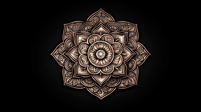 Intricate mandala art display digital creation visual design dark background close-up spiritual symbolism