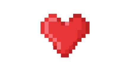 Obraz premium Classic 8-bit red heart symbol, crafted with distinct pixels, conveying themes of love, health, life, and nostalgic gaming, ideal for creative visual media applications