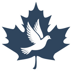 Fototapeta premium Dove within Maple Leaf Symbol for Peace and Harmony Concept