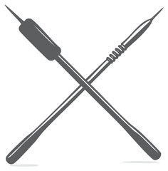 Naklejka premium Illustration of a spear and a needle crossed in an X shape