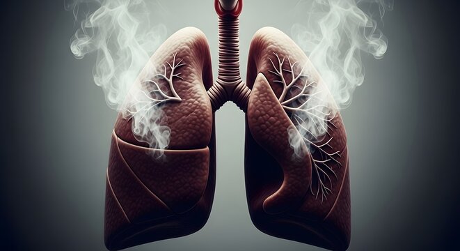 Smoking damages human lungs with toxic smoke