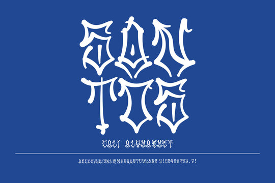 Cali gangsta style graffiti font with Chicano script letters, perfect for West Coast streetwear, tattoos, and hip-hop branding.