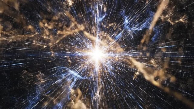 Dynamic visualization of light speed travel through a cosmic tunnel, an abstract representation of energy and motion in the vastness of space and time