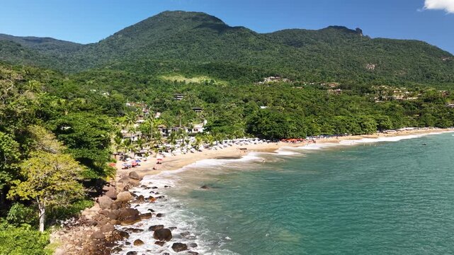Aerial view of Curral Beach - Ilhabela, S&atilde;o Paulo north coast, Brazil