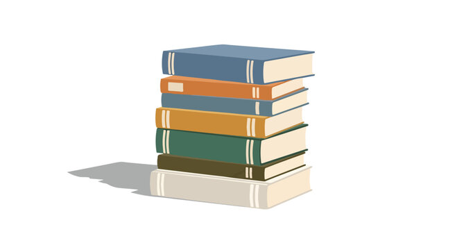 A stack of colorful hardcover books on a white background