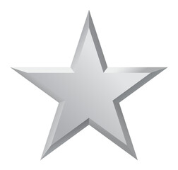 Obraz premium Silver 3D star icon isolated transparent background metallic rating symbol shiny clipart png