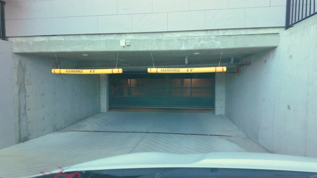Low Clearance Warning Bars at Underground Parking Entrance