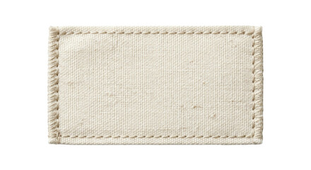 Blank beige fabric clothing label with stitched border