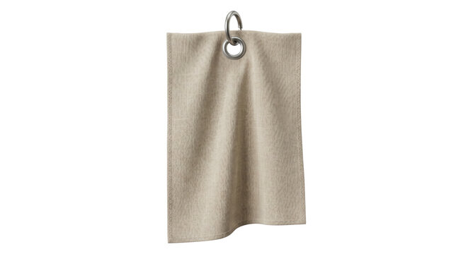 Hanging beige linen towel with metal grommet
