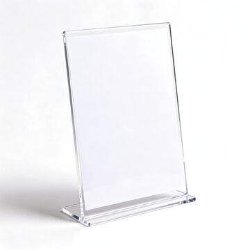 Clear Acrylic Sign Holder Stand on White Background