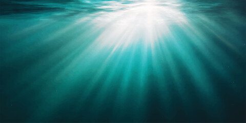 Obraz premium Deep blue underwater world loop featuring bright sunlight rays bursting through the sea surface to create a serene nature background wallpaper
