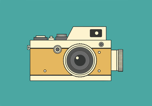 A graphic illustration of a vintage camera