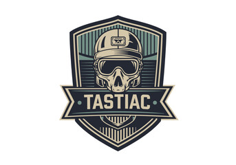 Obraz premium Vintage Military Pilot Logo with Skull Emblem