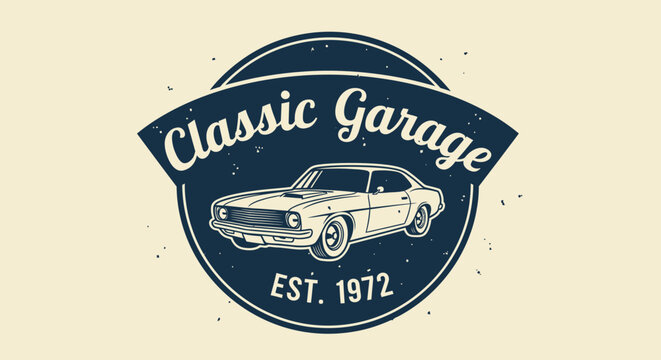 Classic Garage Est 1972 Vintage Car Logo Design