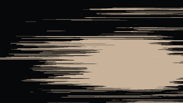 Digital glitch effect with beige and black abstract lines and stripes pattern