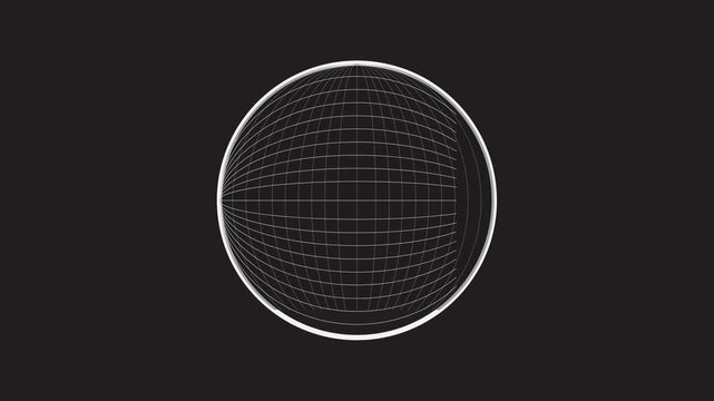 4k footage animation of earth with black and white bnw color retro futuristic elements for design. full screen earth rotate bnw. Abstract graphic geometric symbol and object in y2k style. 
