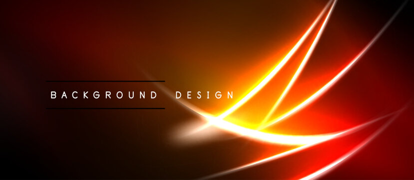 Abstract orange glow. Dynamic lines create energy, modern design. Dark background emphasizes bright illumination. Simple, bold presentation.