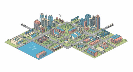 Obraz premium City Skyline with Buildings and Towers.