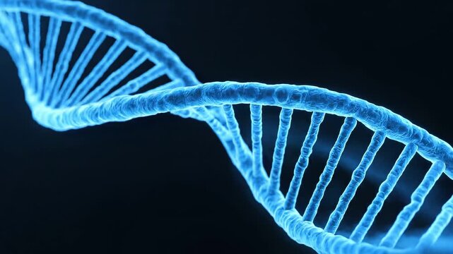 DNA, double helix, blue, molecule, genetic, spiral, structure, biotechnology 4k video ai