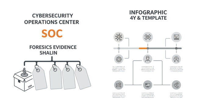 Cybersecurity operations center infographic template for data analysis and security