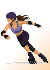 Obraz premium 080-44-Rollerblader wearing a helmet while skating