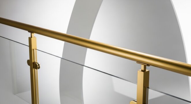 Brushed gold anodized aluminum balcony railing with minimalist design and modern architectural detail