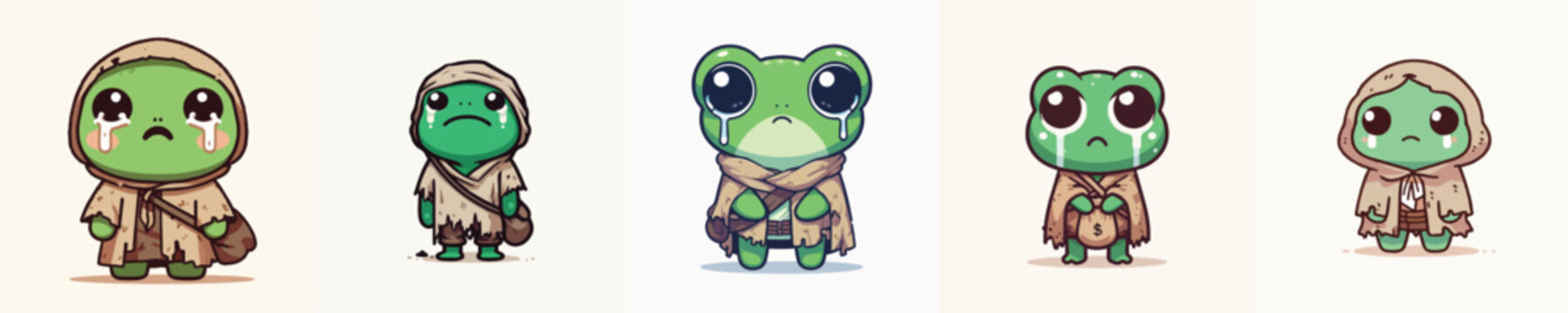 beggar frog vector with sad expression