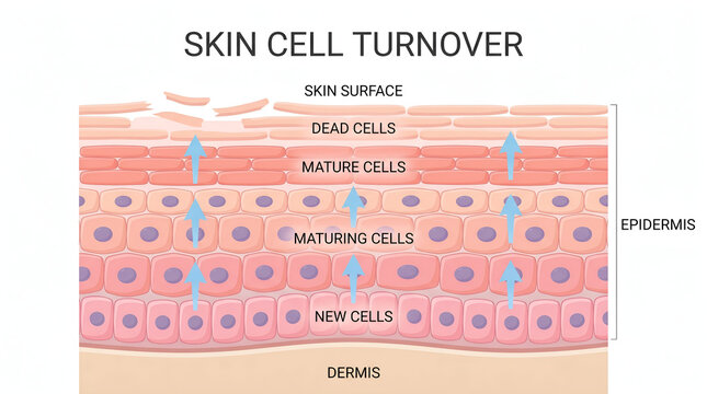 Skin Cell Turnover A Detailed Illustration of the Epidermis and Dermis Layers