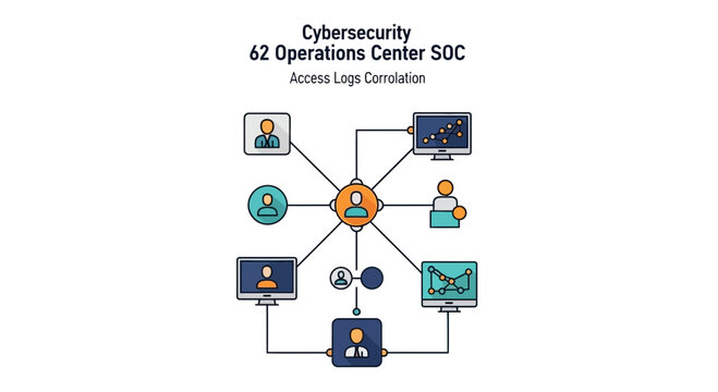Cybersecurity operations center soc diagram illustrating data access correlation