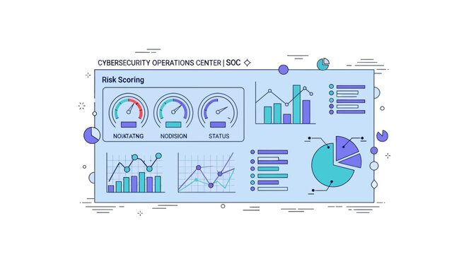 Cybersecurity operations center soc data visualization risk scoring concept